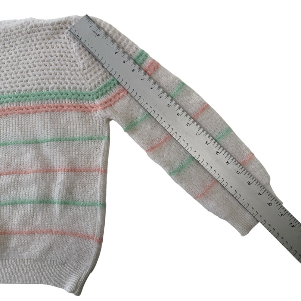 Vintage Parallel Lines‎ Sweater Pastel Stripe Soft Girl Knit Cropped Women's M - Picture 8 of 11